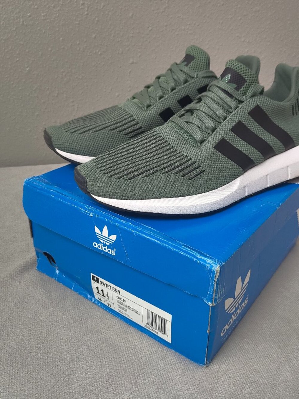 Size 11.5 -  Adidas Swift Run CG4115 Trace Cargo Green Men’s Running Sneakers